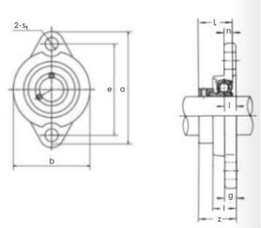 Two-bolt flange stainless siver version set-screw locking insert  MUSBFL 002 - JIB